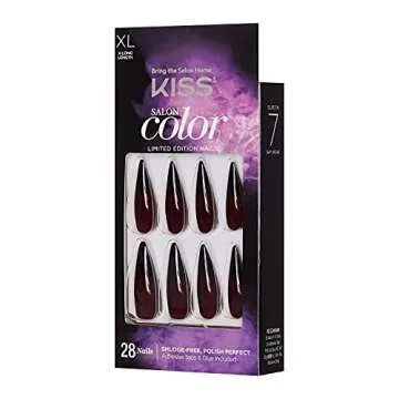 Kiss Salon Color Special Halloween Design Nails - Beat it, Extra Long Length, Stiletto Shape, 28 Fake Nails
