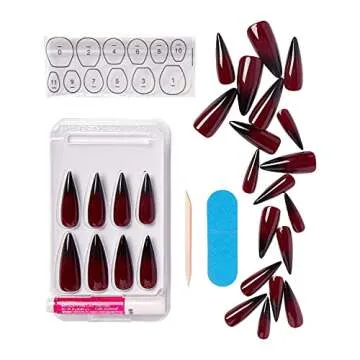 Kiss Salon Color Special Halloween Design Nails - Beat it, Extra Long Length, Stiletto Shape, 28 Fake Nails