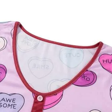 Seyurigaoka Mommy and Me Valentine's Day Pajamas Set Sweet Heart Print Matching Valentine Pjs for Mother Daughter Jammies (Women, A Funny Letter, S)