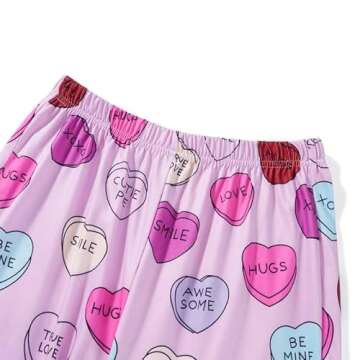 Seyurigaoka Mommy and Me Valentine's Day Pajamas Set Sweet Heart Print Matching Valentine Pjs for Mother Daughter Jammies (Women, A Funny Letter, S)