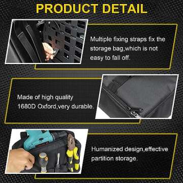 MSIZOY Rear Tailgate Molle Storage Panel Cargo Shelf With Tailgate Organizer Storage Pouch Bags Compatible With For Ford Bronco Accessories 2021 2022 2023 2024 2/4 Door Tailgate Tactical Panel