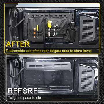 MSIZOY Rear Tailgate Molle Storage Panel Cargo Shelf With Tailgate Organizer Storage Pouch Bags Compatible With For Ford Bronco Accessories 2021 2022 2023 2024 2/4 Door Tailgate Tactical Panel