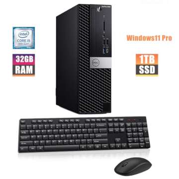 Dell Optiplex 5060 SFF Desktop Computer PC with 24" FHD Computer Monitor, 32GB Ram, 1TB SSD, Core i5-8500 3.0GHz-4.1GHz, Keyboard, Mouse, DP, Windows 11 Pro(Renewed)