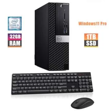 Dell Optiplex 5060 SFF Desktop Computer PC with 24" FHD Computer Monitor, 32GB Ram, 1TB SSD, Core i5-8500 3.0GHz-4.1GHz, Keyboard, Mouse, DP, Windows 11 Pro(Renewed)