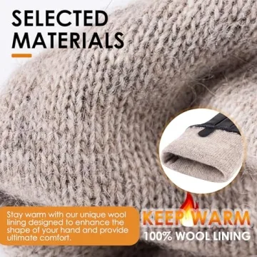 Womens Winter Leather Touchscreen Gloves - Elegant & Warm