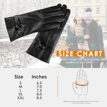 Womens Winter Leather Touchscreen Gloves - Elegant & Warm