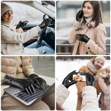 Womens Winter Leather Touchscreen Gloves - Elegant & Warm