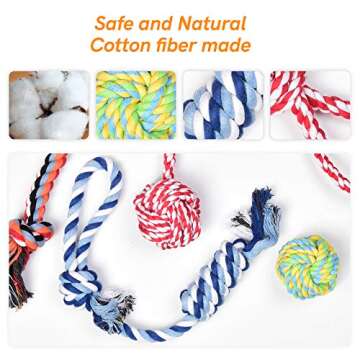 PetiFine Dog Rope Toys, Puppy Teething Toys, Chew Toys, Tug Toys for Puppies Small Medium Dogs, Tough Toys Set for Boredom, Durable Dog Tug of War Toy Rope(4, Pack)