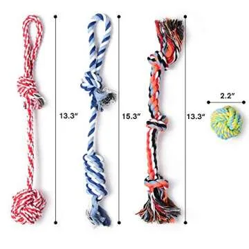 PetiFine Dog Rope Toys, Puppy Teething Toys, Chew Toys, Tug Toys for Puppies Small Medium Dogs, Tough Toys Set for Boredom, Durable Dog Tug of War Toy Rope(4, Pack)
