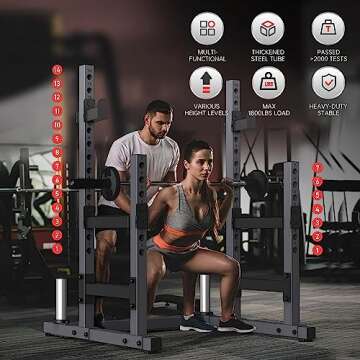 PASYOU Heavy-Duty Squat Rack with Max Load 1800 lbs