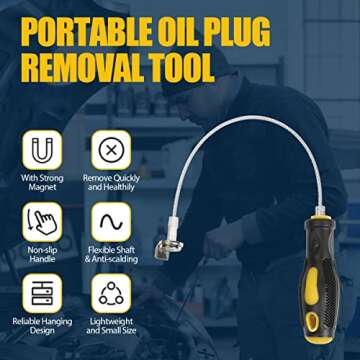 CMTOOL 13 Inch Oil Drain Plug Removal Tool - Strong Magnet, Anti-Scald Design