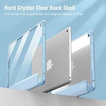 Fintie Hybrid Slim Case for iPad 9th / 8th / 7th Generation (2021/2020 / 2019) 10.2 Inch - [Built-in Pencil Holder] Shockproof Cover with Clear Transparent Back Shell, Sky Blue