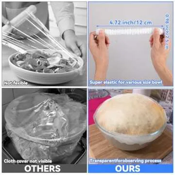 COMNICO Bowl Covers for Bread Proofing, 100Pcs Reusable Plastic Bowl Cover for Rising Elastic Sourdo...