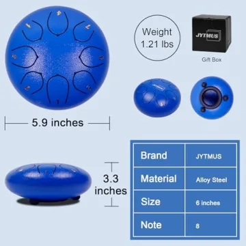 JYTMUS 8-Note Steel Tongue Drum for Yoga & Music