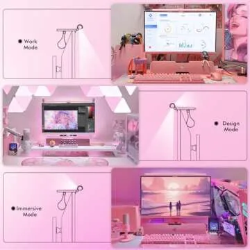 Stylish Quntis Pink Monitor Light Bar with Remote