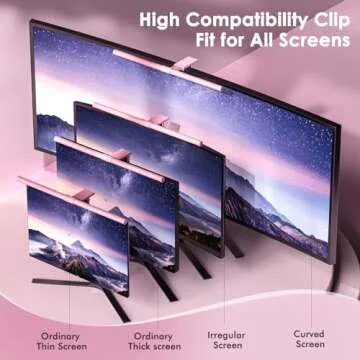 Stylish Quntis Pink Monitor Light Bar with Remote