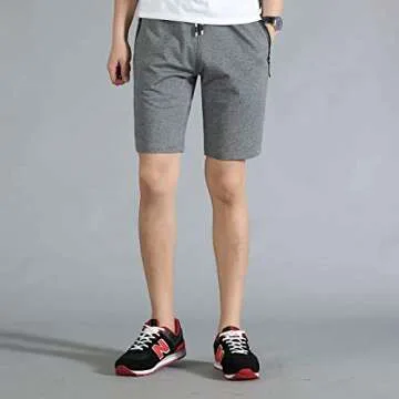 STICKON Mens 7" Inseam Workout Shorts Elastic Waist Drawstring Summer Casual Short Pants Zipper Pockets (Dark Gray, X-Largel)