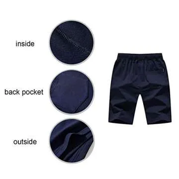 STICKON Mens 7" Inseam Workout Shorts Elastic Waist Drawstring Summer Casual Short Pants Zipper Pockets (Dark Gray, X-Largel)