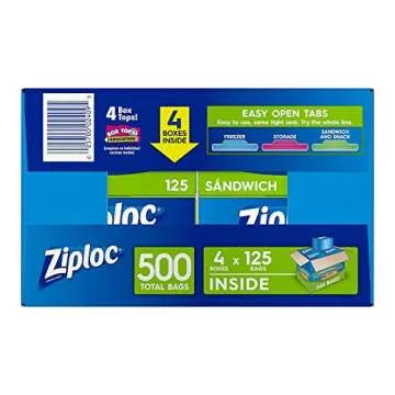 Ziploc Easy Open Tabs Sandwich Bags - 500 Count Bulk Pack