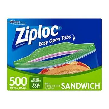Ziploc Easy Open Tabs Sandwich Bags - 500 Count Bulk Pack
