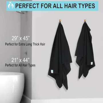 Hair RePear Anti Frizz Premium Cotton Hair Towel Enhances Healthy Natural Hair - Plop Wrap Scrunch Curly Wavy or Straight Hair -Extra Long Thick Hair