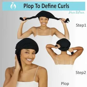 Hair RePear Anti Frizz Premium Cotton Hair Towel Enhances Healthy Natural Hair - Plop Wrap Scrunch Curly Wavy or Straight Hair -Extra Long Thick Hair