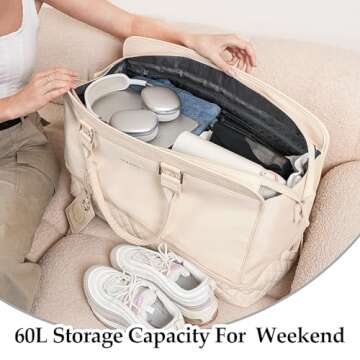 Travgo Weekender Bags for Women Travel, 60L Travel Duffle Bag with Shoe Compartment & Wet Pocket,Car...