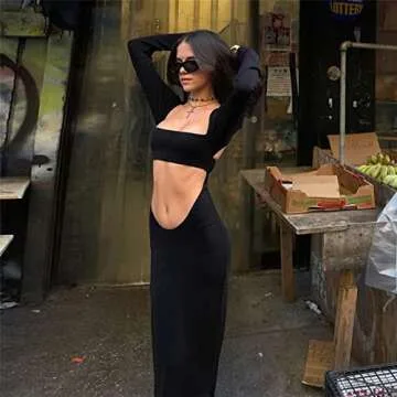 Stylish Long Sleeve Maternity Bodycon Maxi Dress