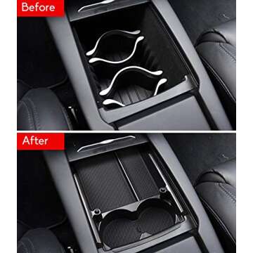 Compatible with Tesla Model S/Model X Center Console Storage Box, Jaronx Insert Organizer Tray+Cup H...