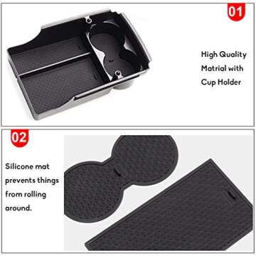 Compatible with Tesla Model S/Model X Center Console Storage Box, Jaronx Insert Organizer Tray+Cup Holder Compatible with Tesla Model S/X Accessories 2016-2021