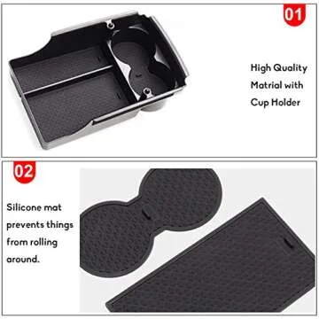 Compatible with Tesla Model S/Model X Center Console Storage Box, Jaronx Insert Organizer Tray+Cup Holder Compatible with Tesla Model S/X Accessories 2016-2021