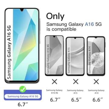 NEW'C 3 Pack Designed for Samsung Galaxy A16 5G Screen Protector Tempered Glass, Bubble Free, Ultra ...