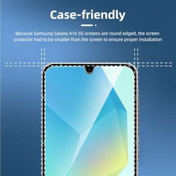 NEW'C 3 Pack Designed for Samsung Galaxy A16 5G Screen Protector Tempered Glass, Bubble Free, Ultra Resistant