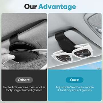 Vinlley Sunglasses Holder for Car Sun Visor - Magnetic & Leather