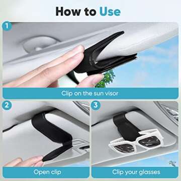 Vinlley Sunglasses Holder for Car Sun Visor - Magnetic & Leather