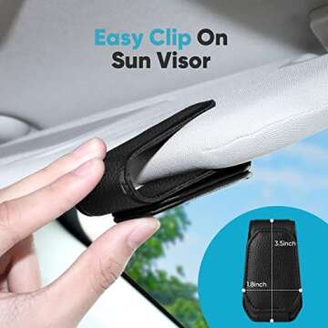 Vinlley Sunglasses Holder for Car Sun Visor - Magnetic & Leather
