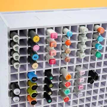 SANFURNEY Art Marker Storage Rack, Watercolour Brushes Pens Color Pencils Organizer Holder for Desk