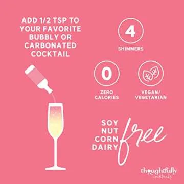 Thoughtfully Cocktails, Champagne Shimmer Gift Set, Add Shimmer to Champagne, Prosecco or Carbonated Beverages with Raspberry, Blueberry, Lime, and Blackcurrant Cocktail Drink Shimmers, Set of 4