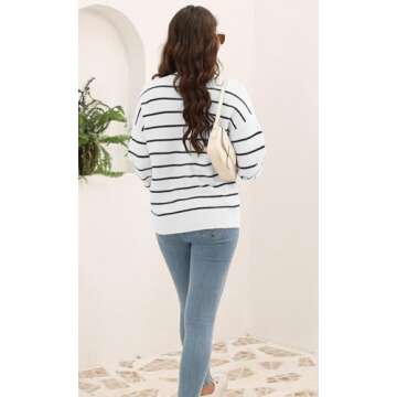 Disamer Women's 2025 Knit Cardigan Sweaters Fall Clothes Long Sleeve Fashion Casual Y2k Tie Open Front Cropped Jackets(Line White,S)