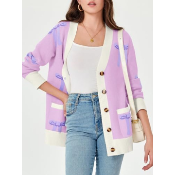Saodimallsu Oversized Cardigan Sweater with Bow Design