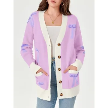 Saodimallsu Oversized Cardigan Sweater with Bow Design