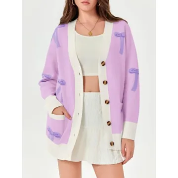 Saodimallsu Oversized Cardigan Sweater with Bow Design