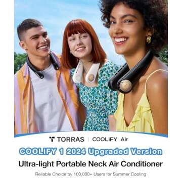TORRAS [COOLiFY Air・2024 Upgrade Neck Air Conditioner, Ultra-Light Portable Neck Fan Rechargeable,...