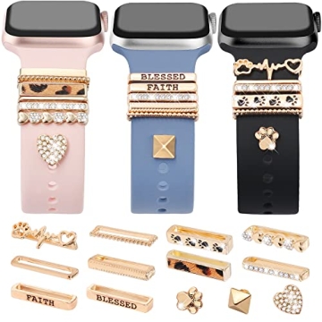 Shop JR.DM Gold Watch Band Charms - Trendy 13 Pcs Set