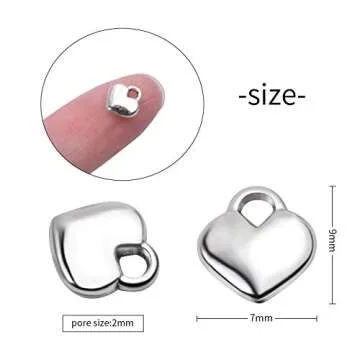 Aylifu 100 Pieces Polished Puff Love Heart Charm Mini Metal Silver Heart Pendants Drops Charms Pendants for Necklace Bracelet Earring