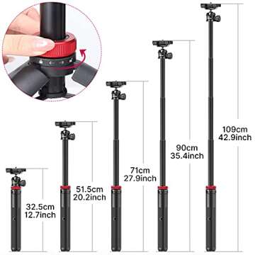 Extendable Phone Camera Tripod w Cold Shoe, ULANZI MT-44 Portable Tripod Handheld w Ball Head, Travel Compact Lightweight Tripod for iPhone, Smartphone, Sony, Canon, Nikon, Small Cameras