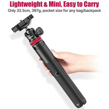 Extendable Phone Camera Tripod w Cold Shoe, ULANZI MT-44 Portable Tripod Handheld w Ball Head, Travel Compact Lightweight Tripod for iPhone, Smartphone, Sony, Canon, Nikon, Small Cameras
