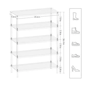 Aquiver 5-Tier Acrylic Shoe Rack - Modern Shoe Organizer for Home