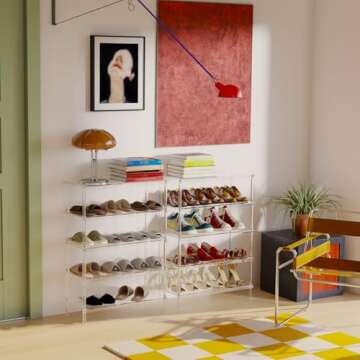 Aquiver 5-Tier Acrylic Shoe Rack - Modern Shoe Organizer for Home