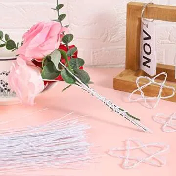 200 Pcs Floral Wire 26 Gauge Crafts Wire Florist Flower Wire Stems White Floral Wire for Crafts Bouquet Stem Wreath Making Flower Arrangement Supplies (White,14 Inch)